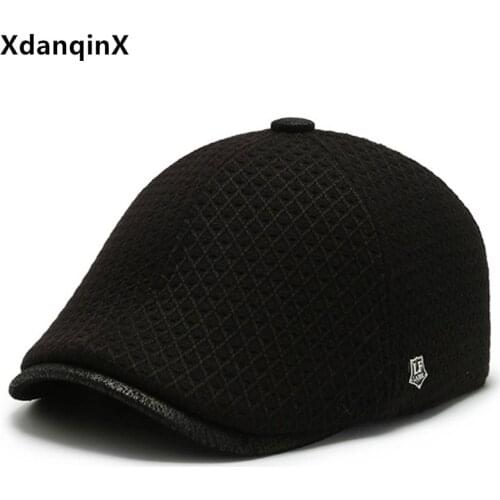 XdanqinX Middle-aged And Elderly Winter Hats Earmuffs Cap Thick Warm Berets For Men Adjustable Size Ear Protection Dads Hat New