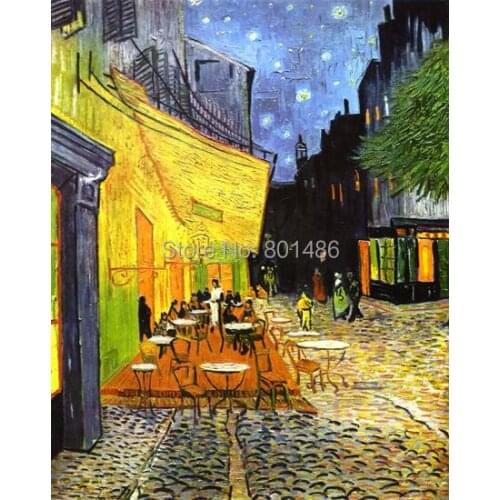 Famous Vincent van gogh cafe terrace at night Canvas Art Print for home Office Decoration wall art for living room