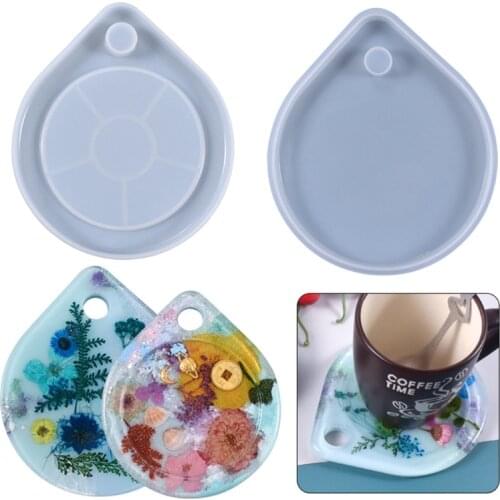 1/2 Pcs Water Droplets Coaster Epoxy Resin Mold Cup Mat Casting Silicone Mould DIY Crafts Jewelry Placemat Mold