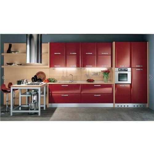 2017 hot sales high gloss lacquer kitchen cabinets red colour modern 2PAC kitchen furnitures pantry L1606078
