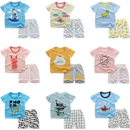 2021 Summer Cotton Pijama Infantil Short-Sleeved Baby Girl Set Cartoon Childrens Clothing Kids Pajamas Toddler Boys Sleepwear