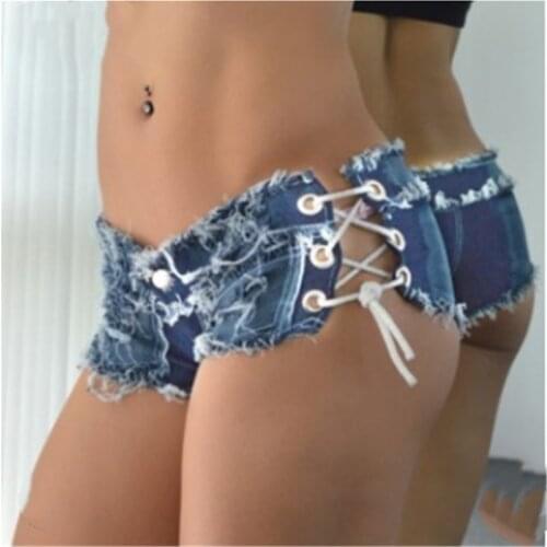 2021 Explosive AliExpress Explosive Womens Jeans Hot Pants Nightclub Low Waist Sexy Ripped Denim Shorts