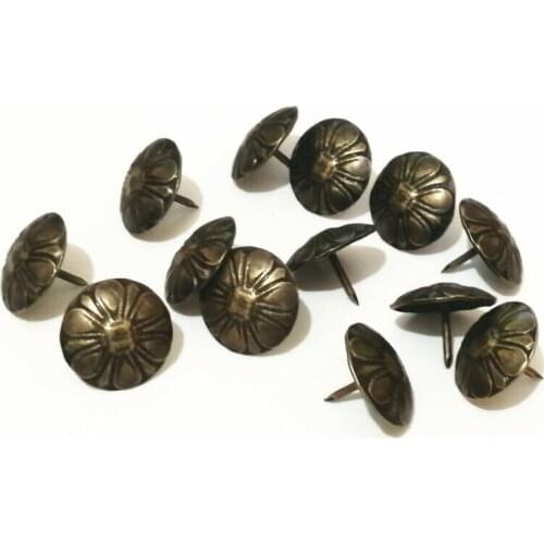 25/50pcs Iron Upholstery Nail Antique Jewelry Case Box Sofa Decorative Tack Stud Pushpin Decorative Furniture Nails With Flower