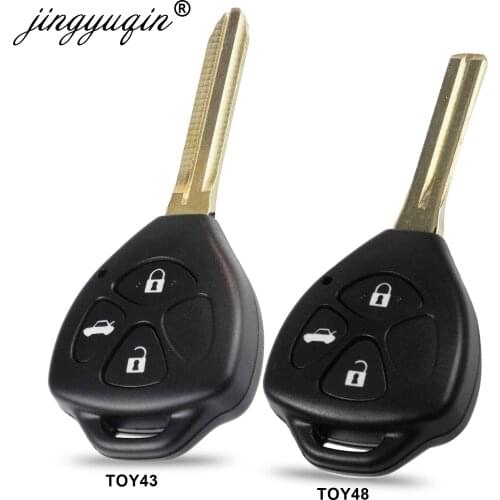 Jingyuqin 3 Button Remote Car Key Shell Fob For Toyota Crown Entry key Case Housing TOY48 Uncut Blade Replacement