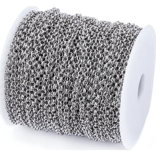 50m/roll 4x1mm Unwelded Iron Rolo Chain with Spool for Jewelry Making DIY Braelet Necklace Lead Free