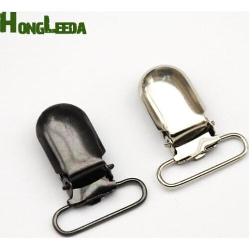 50pcs/lot 25mm 1inch metal suspender clip holder for trousers belt pacifier cilps silver/Black nickle free shipping