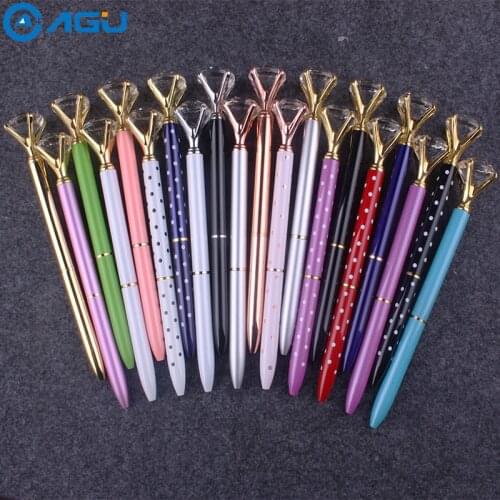 AAGU 1PC Kawaii Crystal Ball Pens Ballpen Fashion Girl Large Diamond Ballpoint Pens For School Stationery Office Supplies Pen