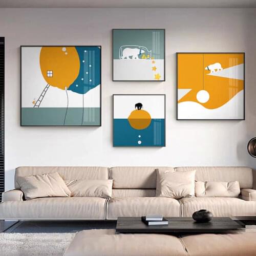 Nordic Abstract Cartoon Animal Balloon Poster Bedroom Childrens Room Home Decoration Modern Living Room Sofa Printing Paintings