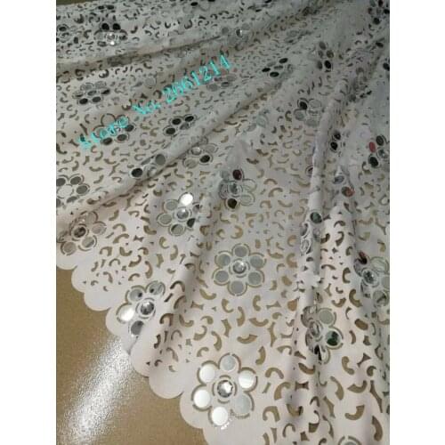 White Laser Cut Lace Fabric High Quality Laser Cut Lace With Beads And Stones African French Lace Fabrics For Lady BZL-92401