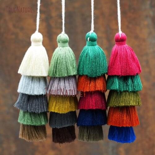 Large Jewelry Findings Fashionable Christmas Gifts Long 5 Layered Cotton Tassel Pendant Charm DIY Making 5.2 inch PM8787