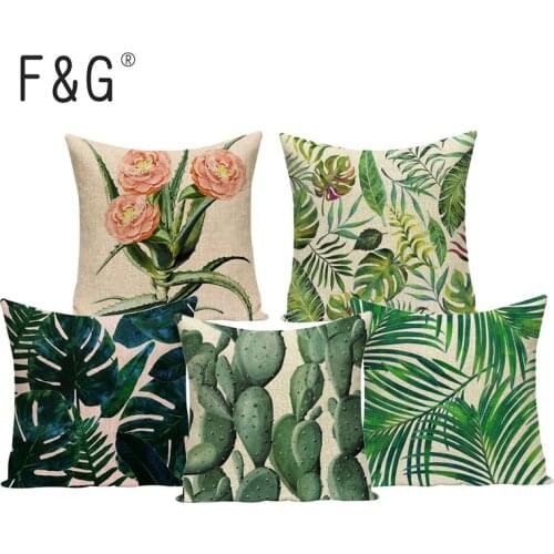 Monstera Plant Banana Leaf Cushion Cover Sofa Seat Luxury Throw Pillows Cover Linen Car Home Custom Pillow Case 45x45CM