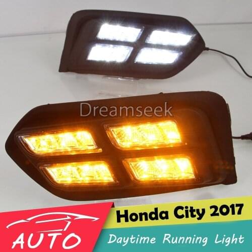 DRL For Honda City 2017 2018 2019 LED Car Daytime Running Light Relay Waterproof Driving Fog Lamp Daylight with Turn Signal