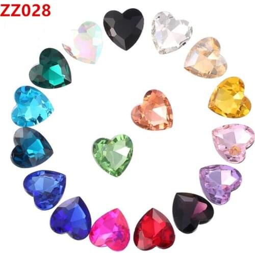 Hot sale 3D Rhinestone Heart 27mm pointback Glass Crystals Use for bag shoes clothes DIY Decorations Rhinestones ZZ028