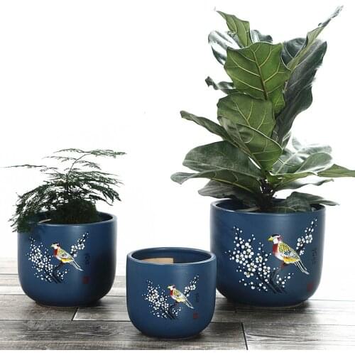 Ceramic Flowerpot Creative Ancient Charm Chinese Style Nordic Impression Straight Flower Pot Green Dendrobium Succulent Potted