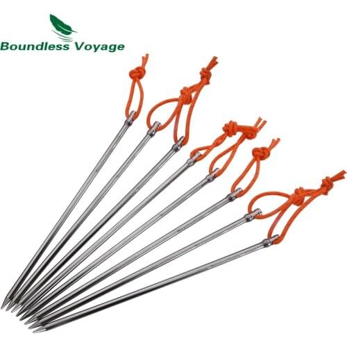 Boundless Voyage Titanium Alloy Tent Nails 20cm Long Outdoor Camping Tent Accessories Stakes Pegs for Hard Ground Solid Ti1523B