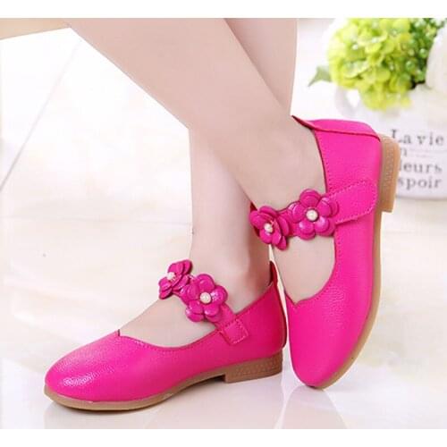 White Pink Kids Baby Toddler Flower Children Wedding Party Dress Princess Leather Shoes For Girls School Dance Shoes