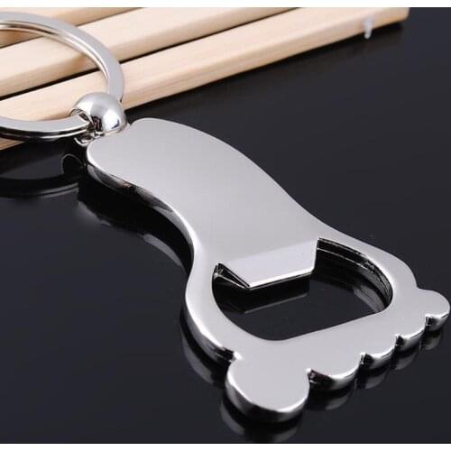 Creative Foot Shaped Bottle Opener Keychain Metal Key Ring Key Chain Baby Shower Baptism Favor Gift LX7643