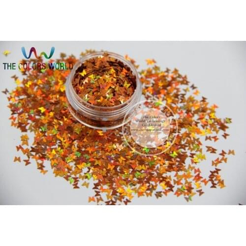 L-41 Size 3 mm laser holographic Light Copper color Glitter paillette butterfly shape spangle for DIY supplies1pack=50g
