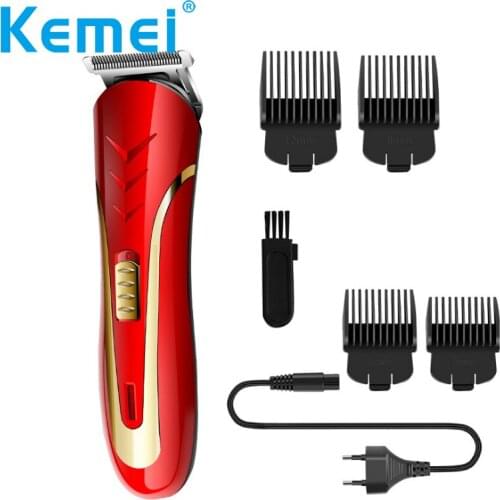 Kemei Professional Haircut Cordless Hair Clipper Red Electric Hair Trimmer Men Cutter Hair Cutting Machine