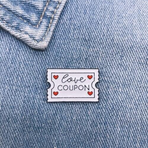 Cartoon cute love coupon enamel brooch sticky note movie ticket pin alloy badge clothes bag sweet accessories jewelry gift