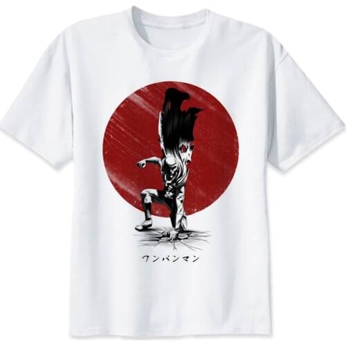 One punch man saitama t shirt men Summer japanese anime funny print T Shirt boy short sleeve with white color Fashion Top Tees