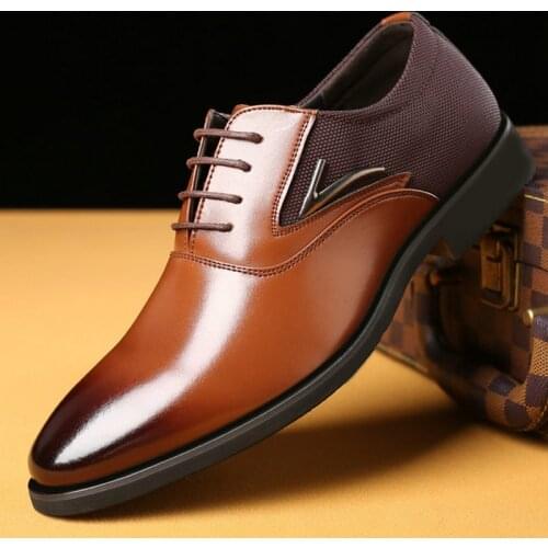New New Men Breathable Leather Party Shoes Business Dress Shoes Pointed Toe Oxfords Wedding Shoes 2021 New