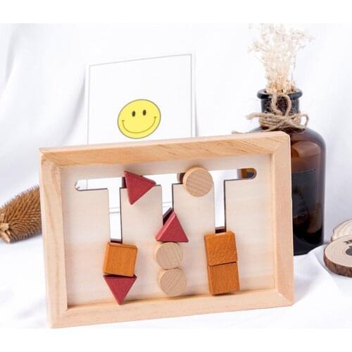 Wooden Round Square Triangle Shape Matching Kids Cognitive Training Board Game