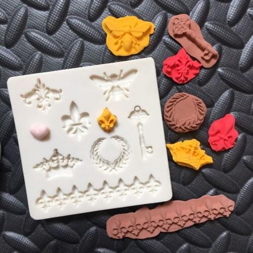 New! Butterfly Crown Key silicone mold fondant cake lace decoration soap clay mold DIY chocolate candy cookie baking tools