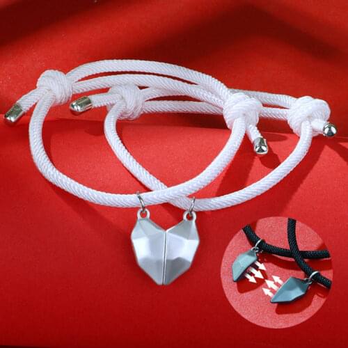 Faceted Heart Charm Design Magnetic Bracelet Love Heart Magnetic Couple Magnetic Bracelet jewelry for women