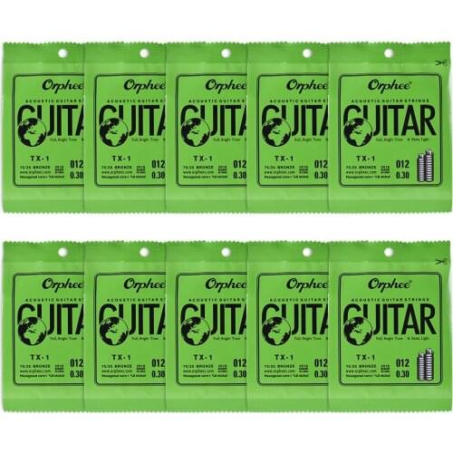 Orphee TX-3 Single String Replacement for Acoustic Folk Guitar 3rd G-String (.023) 10-Pack High-carbon Steel Core 75/25 Phosphor