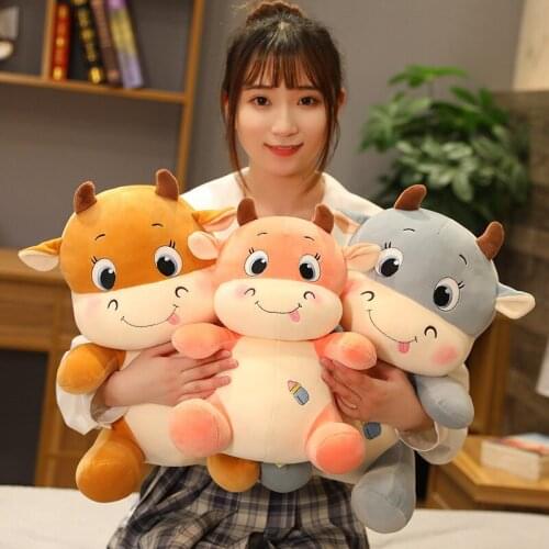 25/35/45cm Cute Cattle Doll Plush Mascot Pillows Soft Stuffed Animals Sofa Decor Cartoon Plush Toys for Children Kids Xmas Gift