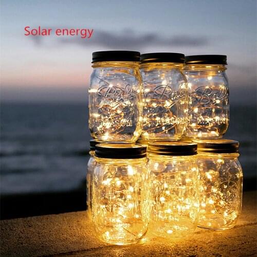 Glass Jar Cover Solar Light Garden Solar Panels Night Lamp Waterproof Copper String Lights Chritmas Decor Childrens Night Light