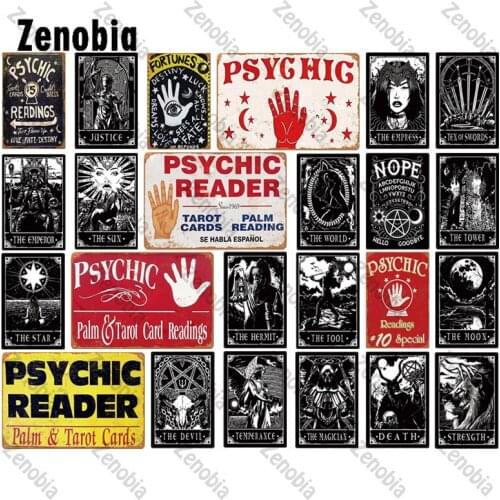 Dark Psychic Vintage Tin Sign Plaque Retro Metal Sign Pshchic Readings Wall Art Decoration Decorative Metal Plate Bar Pub Decor