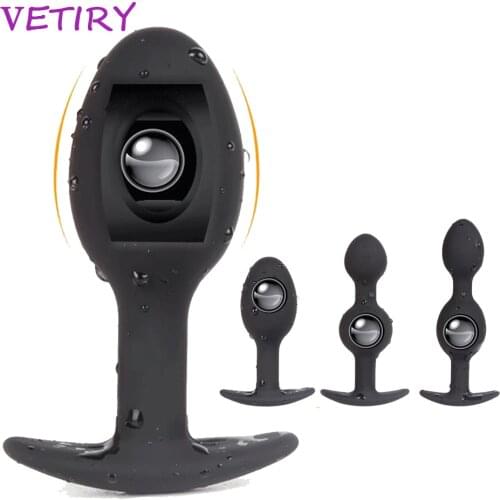 VETIRY Anal Plug Inside Metal Ball Outside Wear Prostate Massager Anal Beads Trainer Butt Plug Sex Toys For Women Men Sex Shop