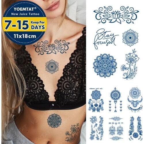 Juice Waterproof Lasting Tattoo Stickers Flash Mandala Lotus Jewelry Flash Full Tattoos Sexy Ink Body Art Fake Tatto Male Women