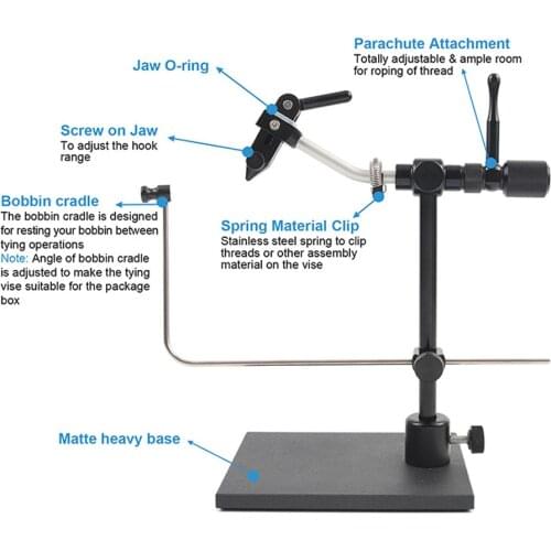 Rotary Fly Tying Vise Artificial Flies Making Tool Adjustable Fly Fishing Equipment with Heavy Duty Base Traveler Tackle Kit