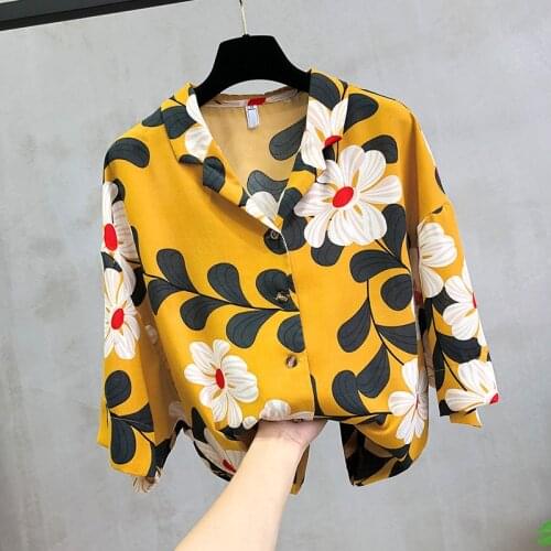 Women Spring Summer Style Chiffon Blouses Shirts Lady Casual Batwing Sleeve Turn-down Collar Blusas Tops DF1786