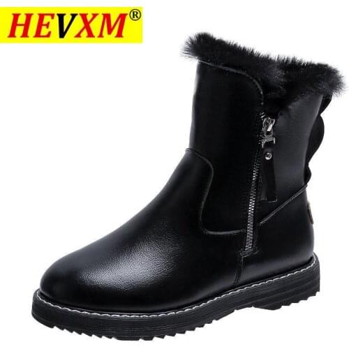 Winter Shoes Women Ankle Boots Fur Short Boots Female Fashion Ladies Flat Botines Sewing Black Shoes Zapatos Mujer Plush High