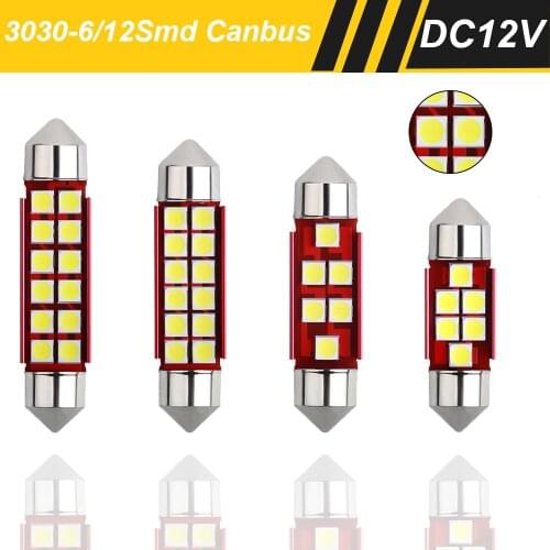 2Pcs C10W C5W Festoon 31mm 36mm 39mm 41mm Canbus LED 12V Diode White Bulb Auto Car License Plate Interior Reading Dome Map Lamp