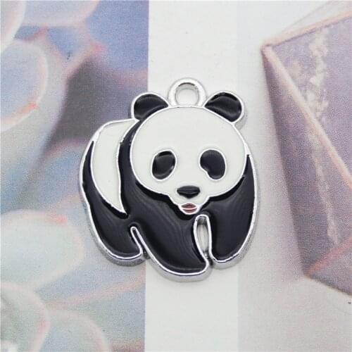 4pcs Enamel Panda Earrings Pendant Charms DIY Jewelry Findings Kawaii Necklace Bracelet Dangle Drop Earring Small Accessory 23MM