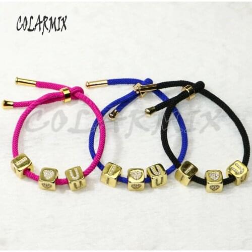 5pcs CUBIC I love U bracelets mix colors Chain bracelets trendy jewelry for women girls gift 50289