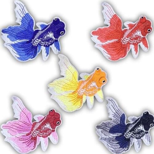 50pcs/lot Small Goldfish Embroidery Patches Letters Clothing Decoration Accessories Diy Iron Heat Transfer Applique Clothes