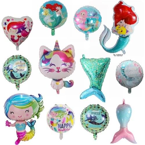 50pcs Mermaid Party Balloons Foil Helium Balloon Kids Birthday Party Decorations Baby Shower Decor Air Globos Under The Sea