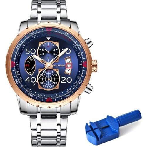 BEN NEVIS Clock Man Quartz Watches for Men Chronograph Auto Date Luminous Hands Mens' Watches Tool Box Dropshipping BN6021G