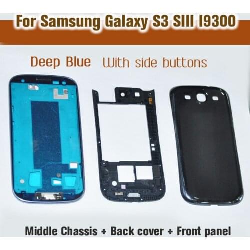 Free shipping !! Blue color Original Full Housing Case Cover Parts For Samsung Galaxy s3 sIII i9300