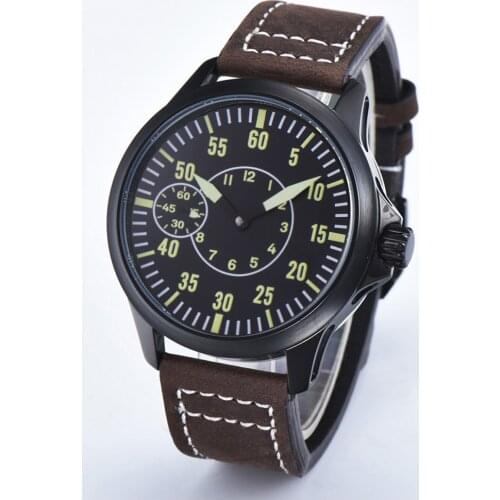 CORGEUT Mens Watch Mark 9 Automatic Mechanical Pilot Watch NH35 Luxury Brand Black Dial Luminous Sports Waterproof Watch 2010C