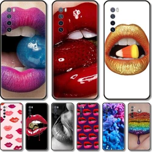 Red lips Phone Case For Huawei Nova 2 3 4 5 6 7 8 SE i E Pro Lite black cell shell