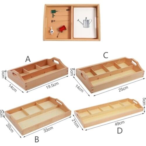 Wooden Montessori Trays Sorting Tray W/ Compartments Montessori Materials for Storage Spare Items for Montessori Workings