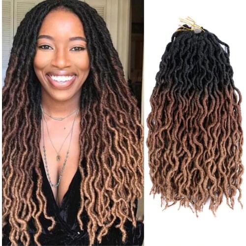 Ombre goddess faux locs crochet hair 12''&18 synthetic braiding hair extensions soft dreads dreadlocks hair