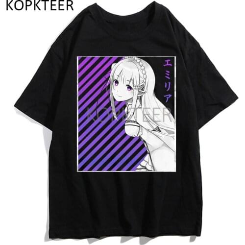 Anime T-shirts ReZero Kara Hajimeru Isekai Seikatsu Emiria Men Women Funny Graphic T Shirt Short Sleeve Harajuku Ullzang Top Tee